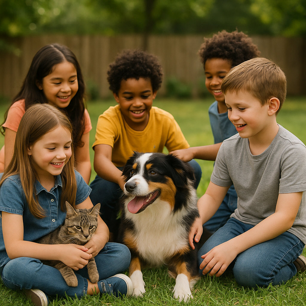 kinder und tiere__image created by artificial support